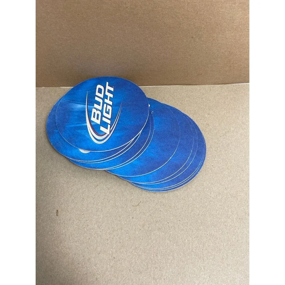 Bud Light 12 paper beer themed 4 inch coasters in gift box